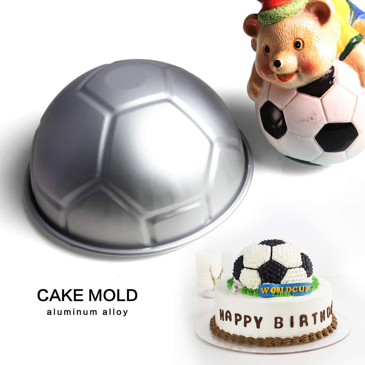 Big 8-inch Half Soccer Ball Football Shaped Birthday Cake Pan Bakeware Pastry Baking Cake Decorating Pan Mold
