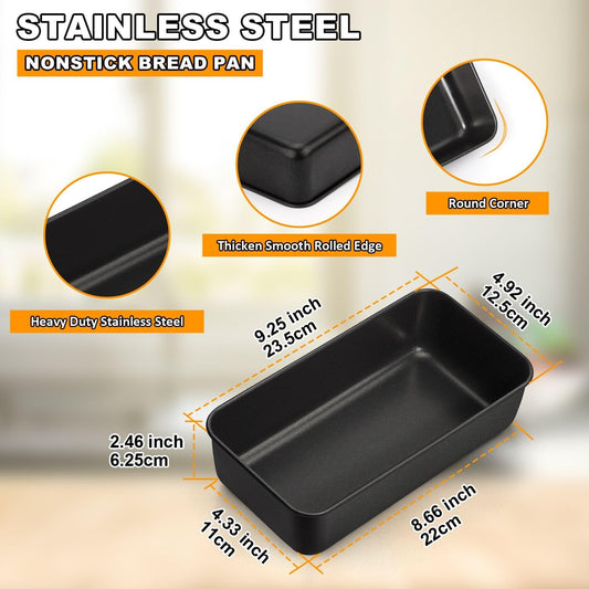 LIANYU 8 Pack Nonstick Loaf Pans for Bread Baking, 9x5 Inch Stainless Steel Baking Bread Pans, Small Loaf Tins for Homemade Brownies and Pound Cakes, Dishwasher Safe