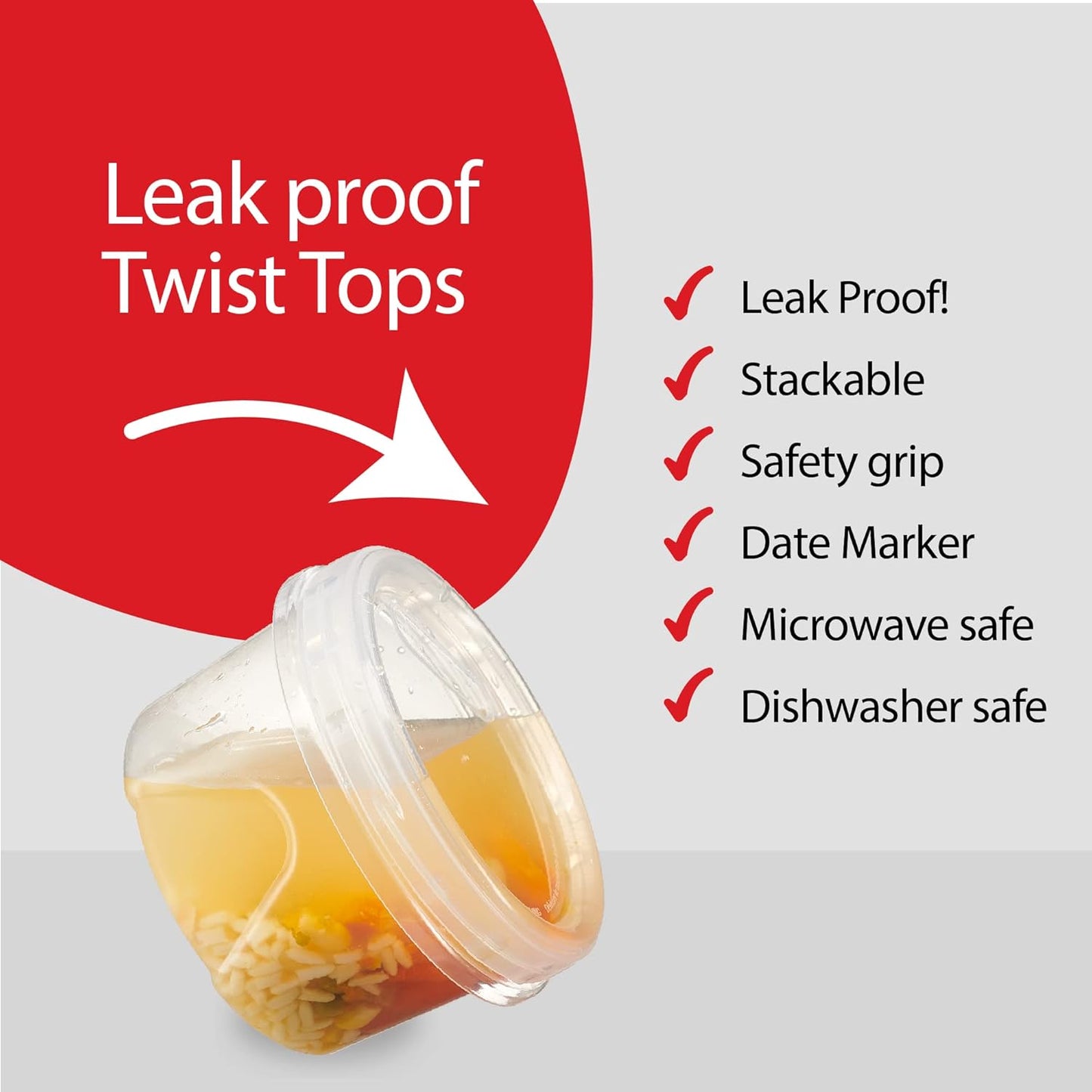 PLASTICPRO 12 Pack Twist Cap Food Storage Containers with Clear Screw on Lid- 16 oz Reusable Meal Prep Containers - Freezer and Microwave Safe Clear Plastic Food Storage