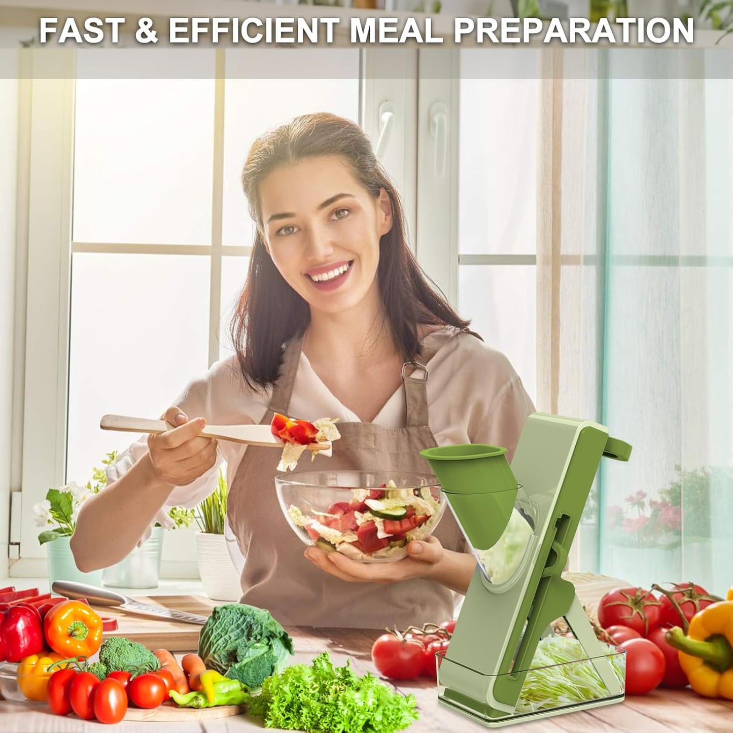 Mandoline Slicer for Kitchen, Mandoline Slicer Safe Multifunctional Dicer Adjustable Commercial Slicer Machine Stainless Steel Chopper