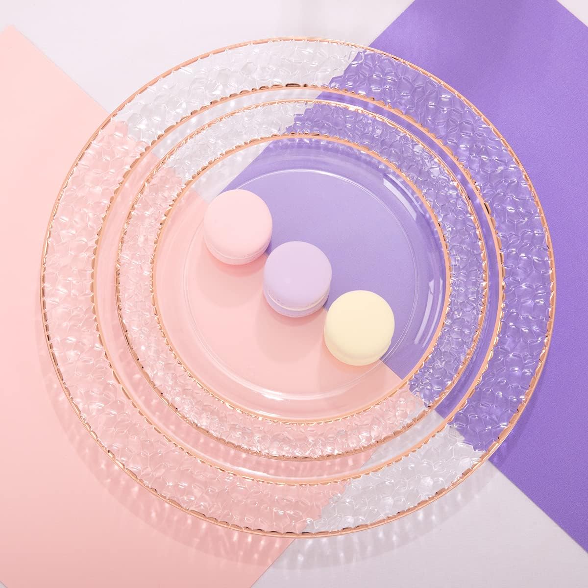 Ciaell 150PCS Rose Gold Plastic Plates – Disposable Plates with Rose Gold Plastic Silverware include 50Plates, 25Forks, 25Knives, 25Spoons, 25Cups for Wedding & Party