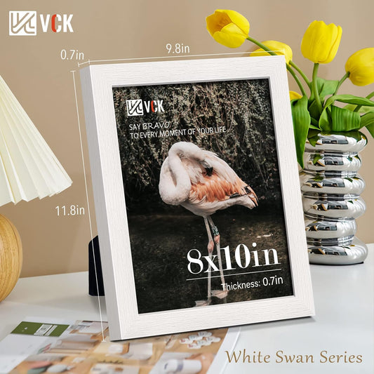 VCK 8x10 Picture Frames Set of 5, White Solid Wood Photo Frame, Table Display or Wall Hanging