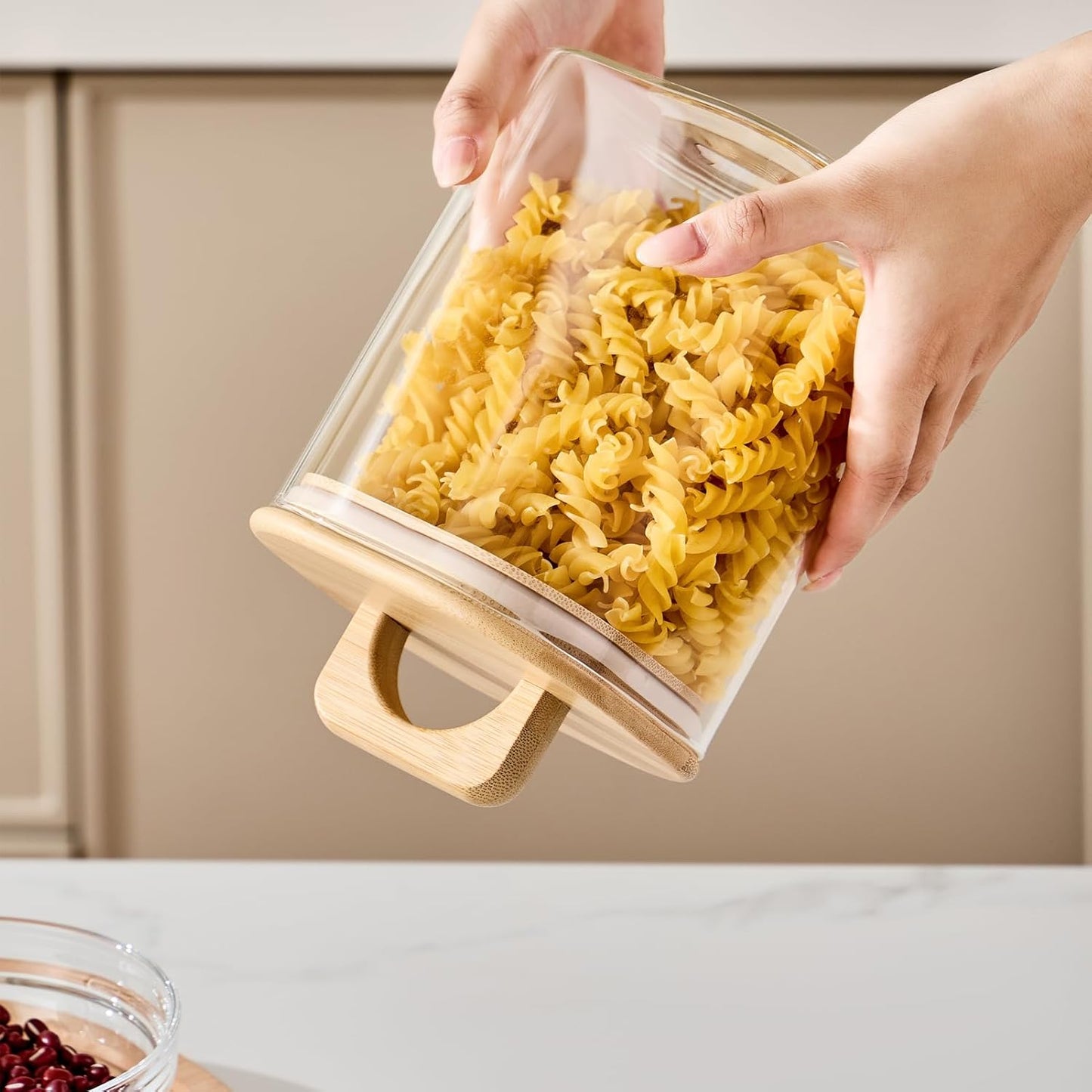 Sweejar 3 qt Glass Jars for Laundry Room Organization, 96 oz Laundry Pods Container, Glass Food Storage Jars with Airtight Lid, 1 Pack, Hand Lid