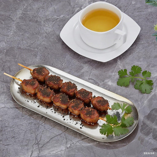 10X4 inch ellipse Appetizer Plates,thick stainless steel Dinner Plates, Pasta Dessert Plates for Sushi, Fruit oven/Dishwasher Safe, Set of 4,silver