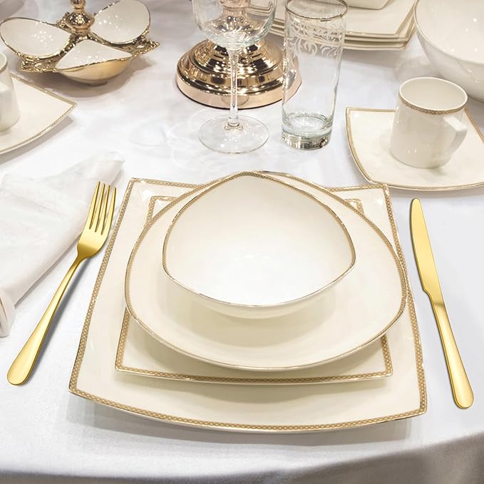 20-Piece Gold Silverware Set, ENLOY Flatware Cutlery Set Stainless Steel Utensils Service for 4, Heavy Duty Gift and Dishwasher Safe, Mirror Polished Dinner Knife, Fork, Spoon for Restaurant