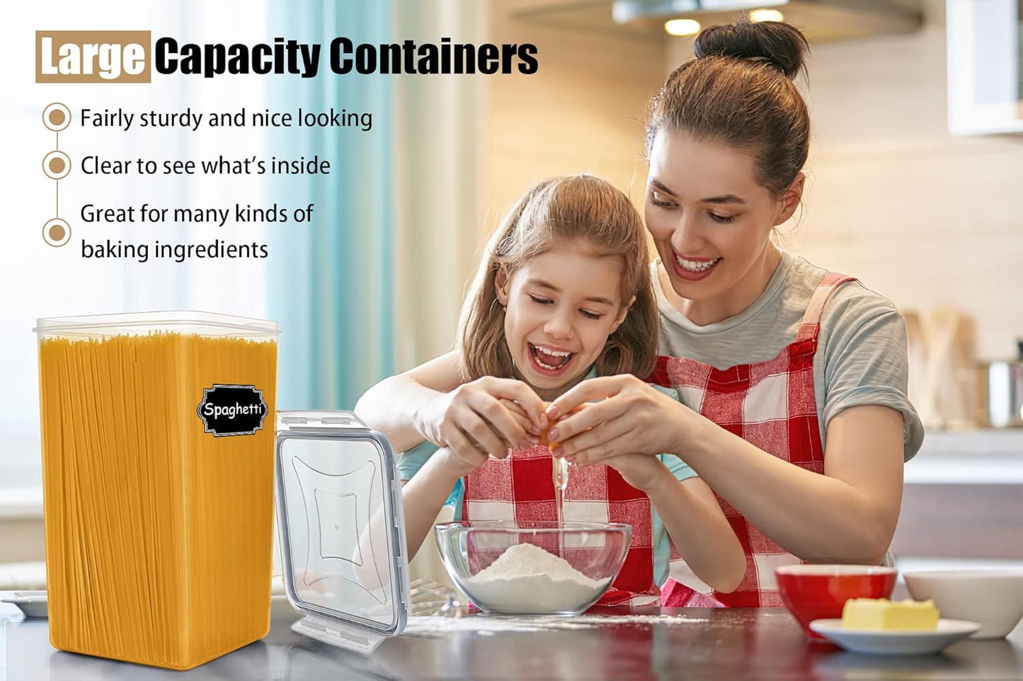 Wildone Extra Large Tall Airtight Food Storage Containers 6.5L/ 5.9QT, Plastic BPA Free Kitchen Pantry Storage Containers 4 Pieces for Flour, Sugar, Rice, with 20 Labels & 1 Marker, Gray