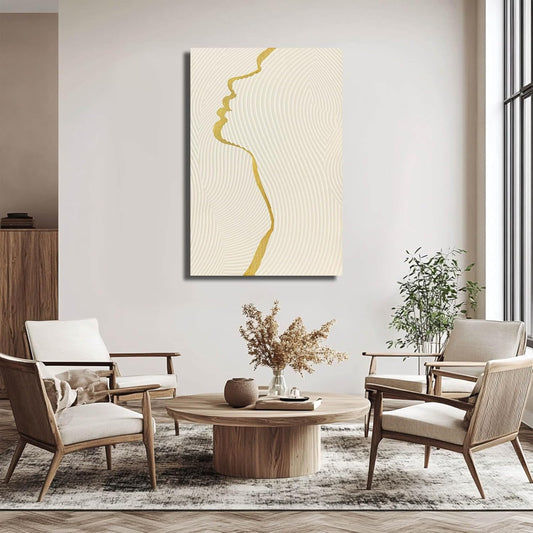 CHUDANHAO Gold Line Wall Pictures Minimalist Home Decor Neutral Canvas Paintings 24"x36" Wall Art for Dining Room Area Living Room Decorations