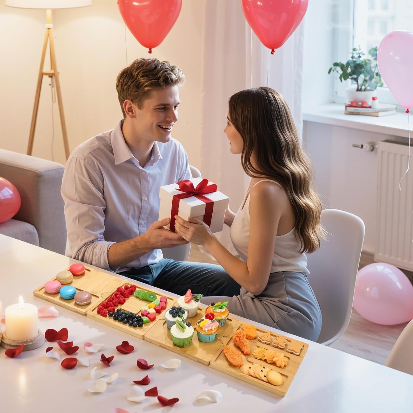 4PCS Charcuterie Letter L O V E Fillable Trays, Letter Trays for Food, Wood Letter Charcuterie Board Candy Tray for Wedding Party, Kitchen Decor