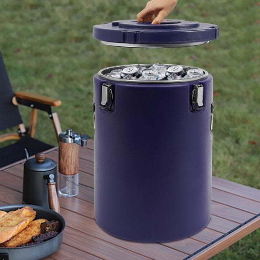 DYNAMI Large Insulated Food Container, Portable Commercial Food Warmer Insulated Soup Container Cold Hot Box for Catering,Stainless Steel Inner Liner, Sealed and Leak-proof (Blue, 9.3 Gal)