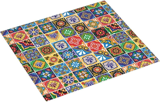 Colorful Mexican Talavera Tile Dish Drying Mats for Kitchen Counter & Sink, Absorbent Microfiber Drying Pad for Dishes, Washable Foldable Bohemian Kitchen Mat for Dining Area & Home Decor, 16" x 18"