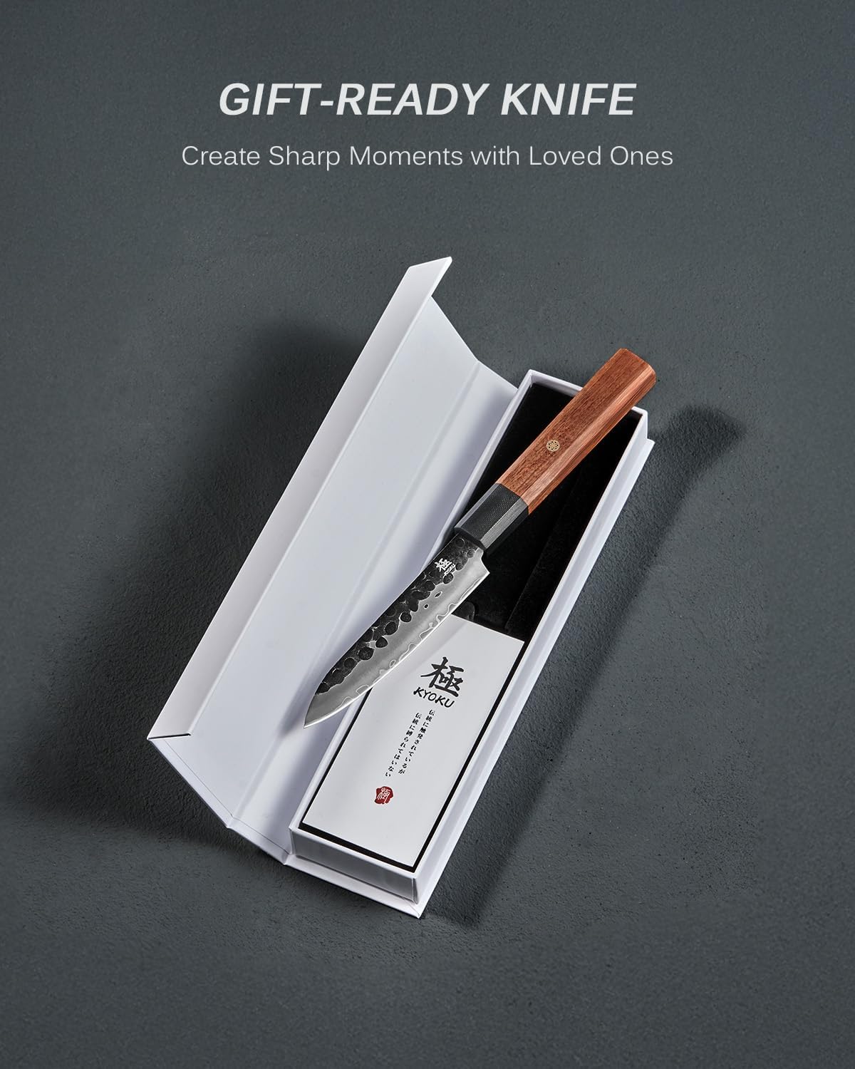 KYOKU Utility Chef Knife, Kage Series 4.5" Kitchen Knife with 3-Layer Laminated Steel Blade Rosewood Handle, Japanese Utility Knife with Sheath, Professional Kitchen Knife for Chopping Slicing Paring