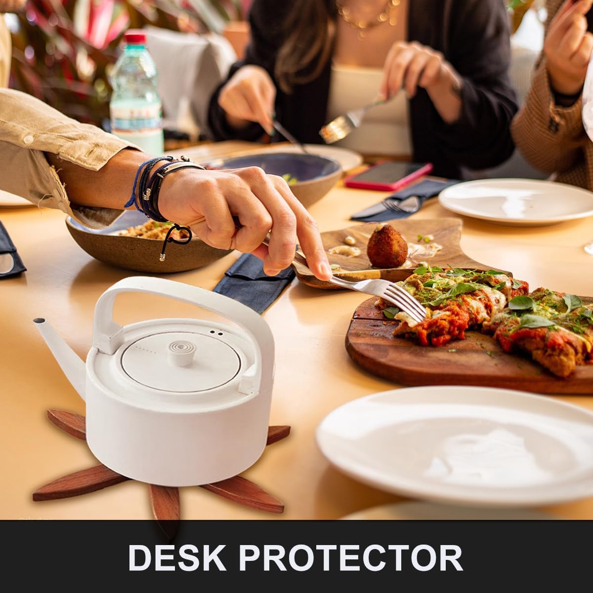 EGO LIFE Wooden Trivet Tree Set for Hot Dishes, 100% Natural Wood, Expandable Design Coaster, Foldable Tree-Sharped placemats with 4PCS(Walnut Color)