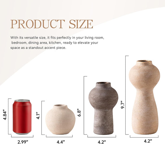 Ceramic Vase Home Table Decor - Flower Vase Set of 3 Living Room Kitchen Decorations Farmhouse Modern Rustic Vases Decorative Centerpiece for Shelf Bedroom Office Bathroom Dining Coffee Desk