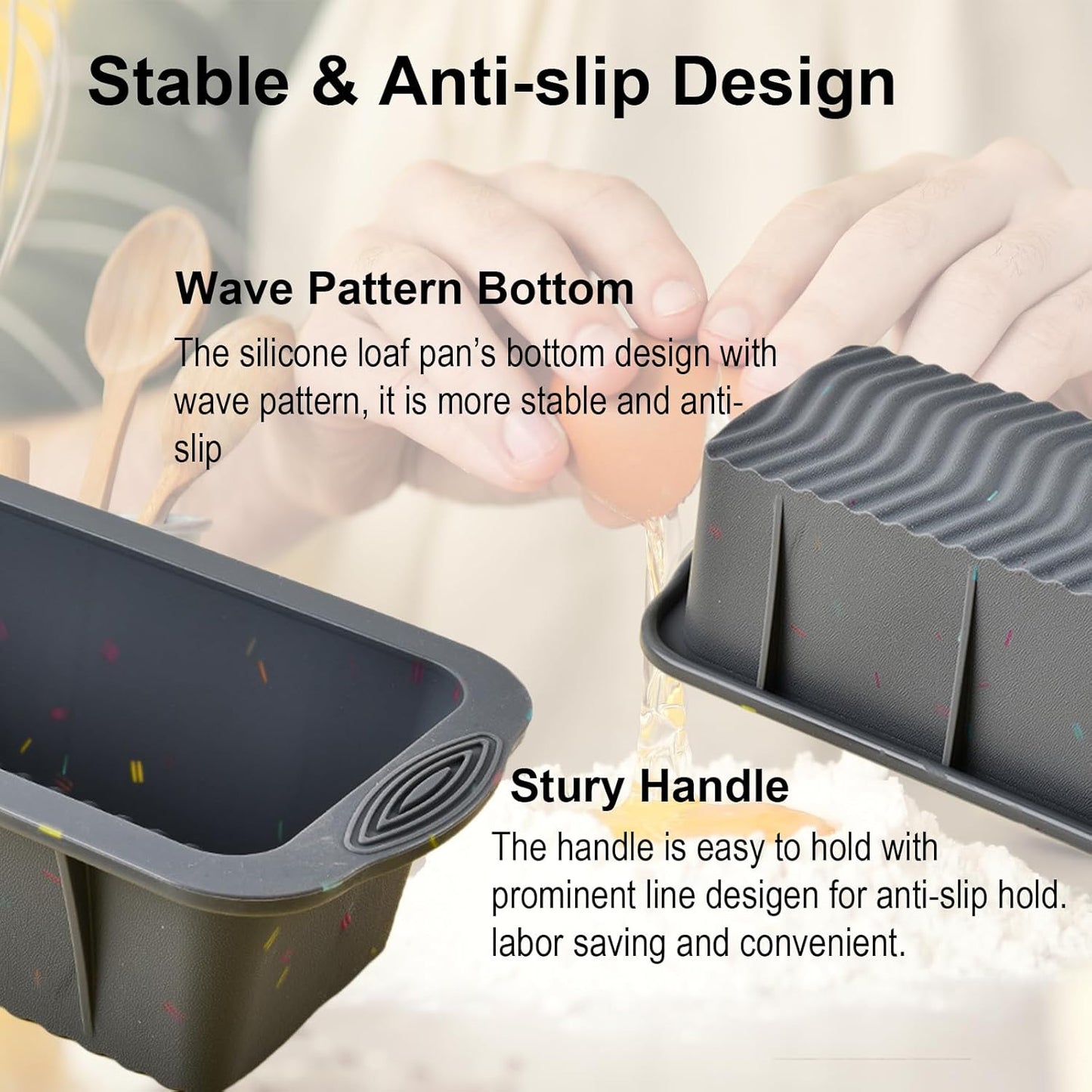 Silicone Bread Loaf Pan Set of 2, Non-Stick Easy Release Rectangle Cake Bakeware, BPA Free, For Oven, Homemade Bread, Toast, Brownie, Meatloaf