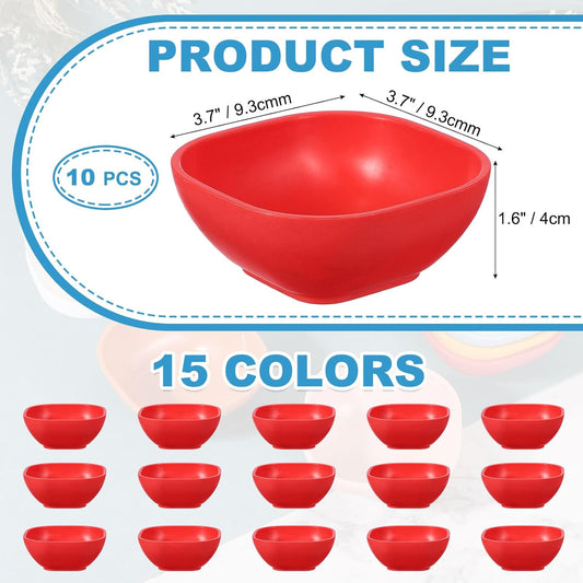 uxcell 10pcs Straw Dipping Bowls, Unbreakable Prep Bowls, Small Dessert Bowls for Side Dishes Snacks Fruits Appetizers, Red