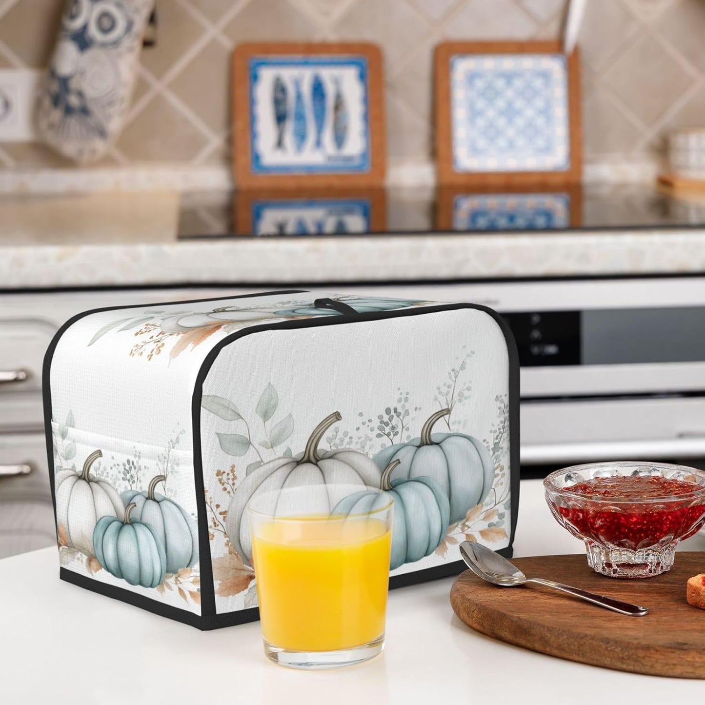 Toaster Cover 2 Slice Pastel Pumpkin Thanksgiving Leaf Kitchen Small Appliance Covers with Pockets Dust and Fingerprint Protection