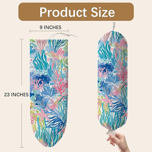 Plastic Bag Holder Dispenser, Plants Plastic Grocery Bag Organizer & Wall Mount Paper Trash Bag Saver Storage for Kitchen Home Pantry Decor, Shopping Bags Storage Dispenser