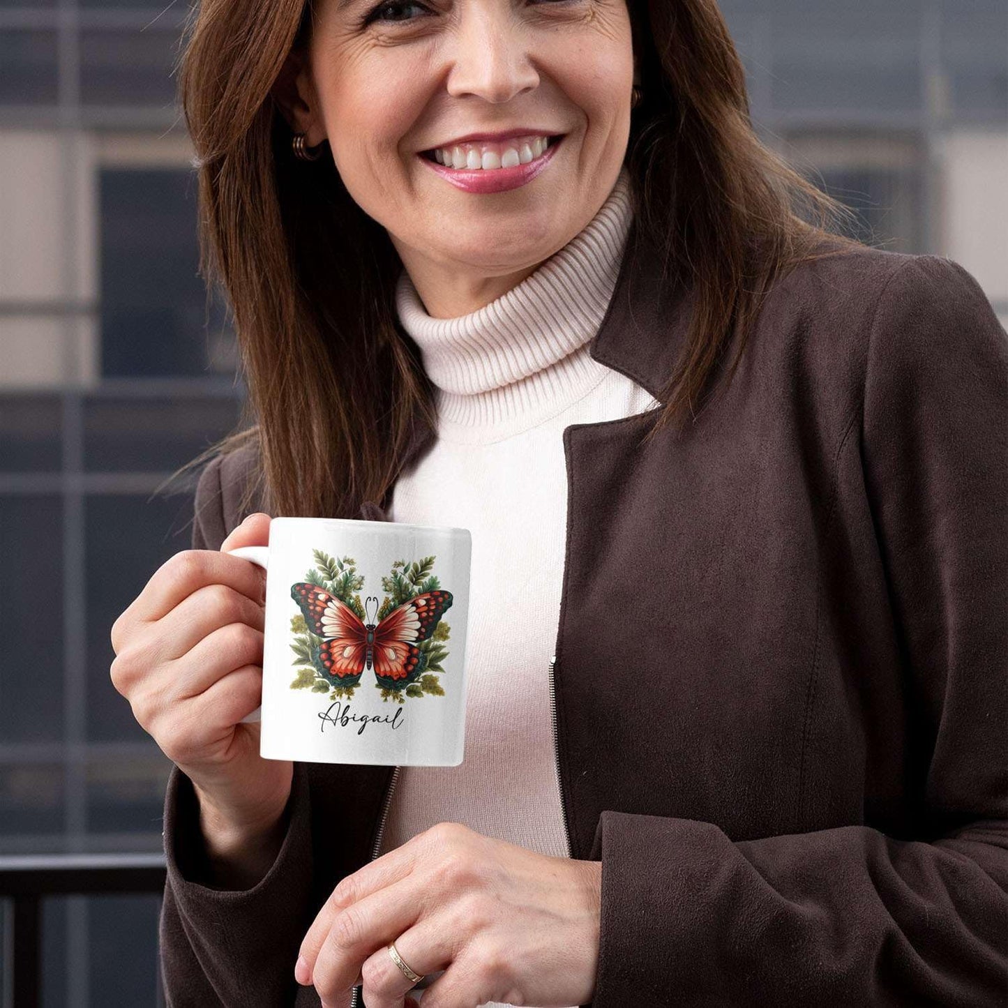 Customized With Vintage Butterfly Coffee Mugs, Personalized Name White Ceramic Tea Cups Butterfly Lovers, Custom Thoughtful Travel Mugs For Child On Birthday Graduation 11oz 15oz