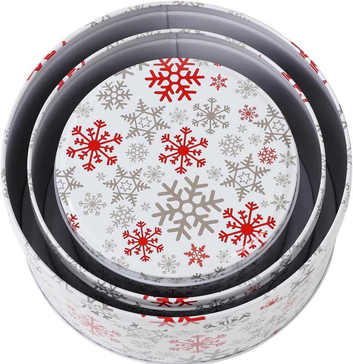 Cookie Tin Round Storage Tins for Christmas Gift Giving, 3Pcs Extra Thick Metal - Large, Medium and Small Sizes