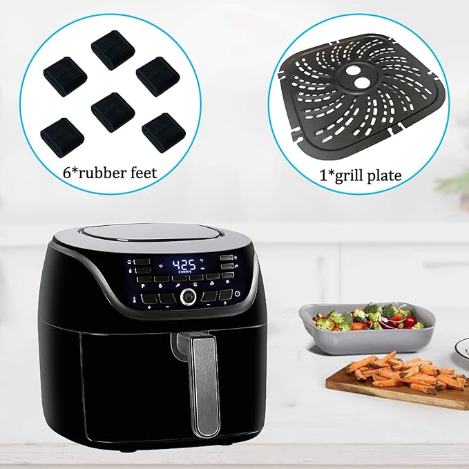 6QT Air Fryer Grill Plate for PowerXL Vortex Pro Air Fryer Plus 6QT, Upgraded Air Fryer Grill Pan Crisping Plate Tray Rack Shelf Grate for 6QT PowerXL Air Fryers, Nonstick, Dishwasher Safe