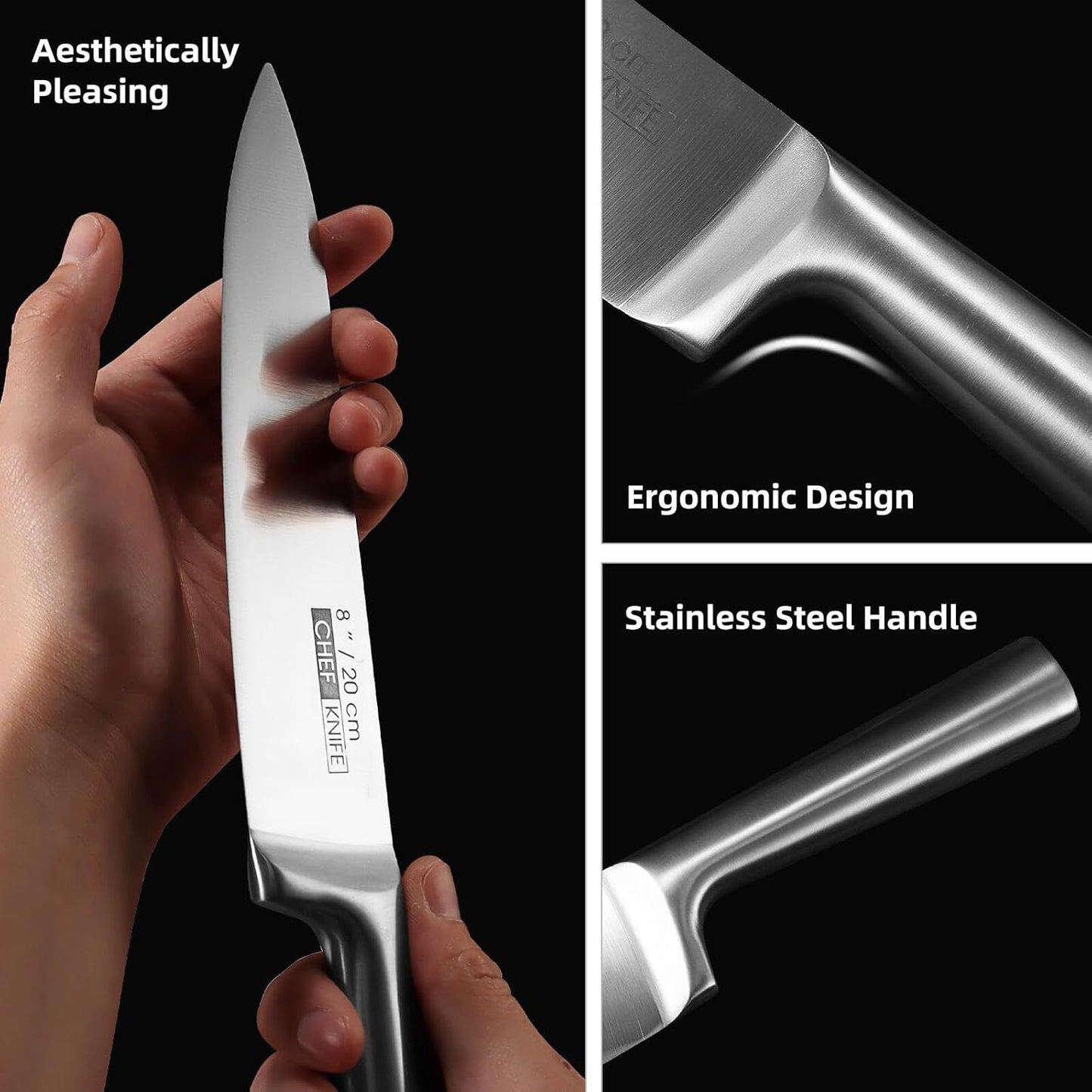 KOFERY 5-Piece Kitchen Knife Set - Razor-Sharp Stainless Steel Blades with Integrated Ergonomic Handle - Easy Clean and Ideal for Culinary Masters