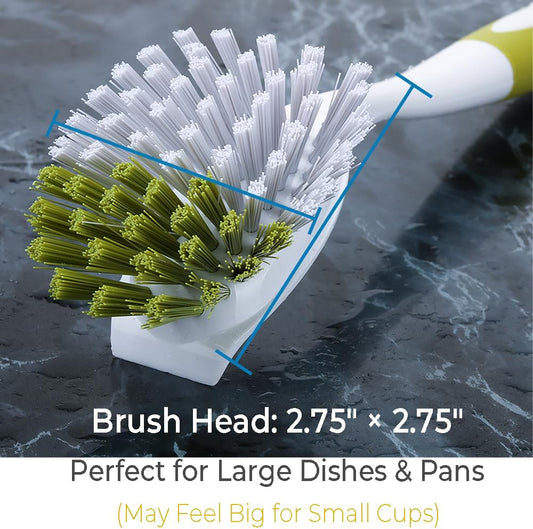 Dish Brush, Dish Scrubber & Kitchen Scrub Brush for Dishes, Pots, Pans, Sink, Cast Iron, Yellow-Green 2 Pack
