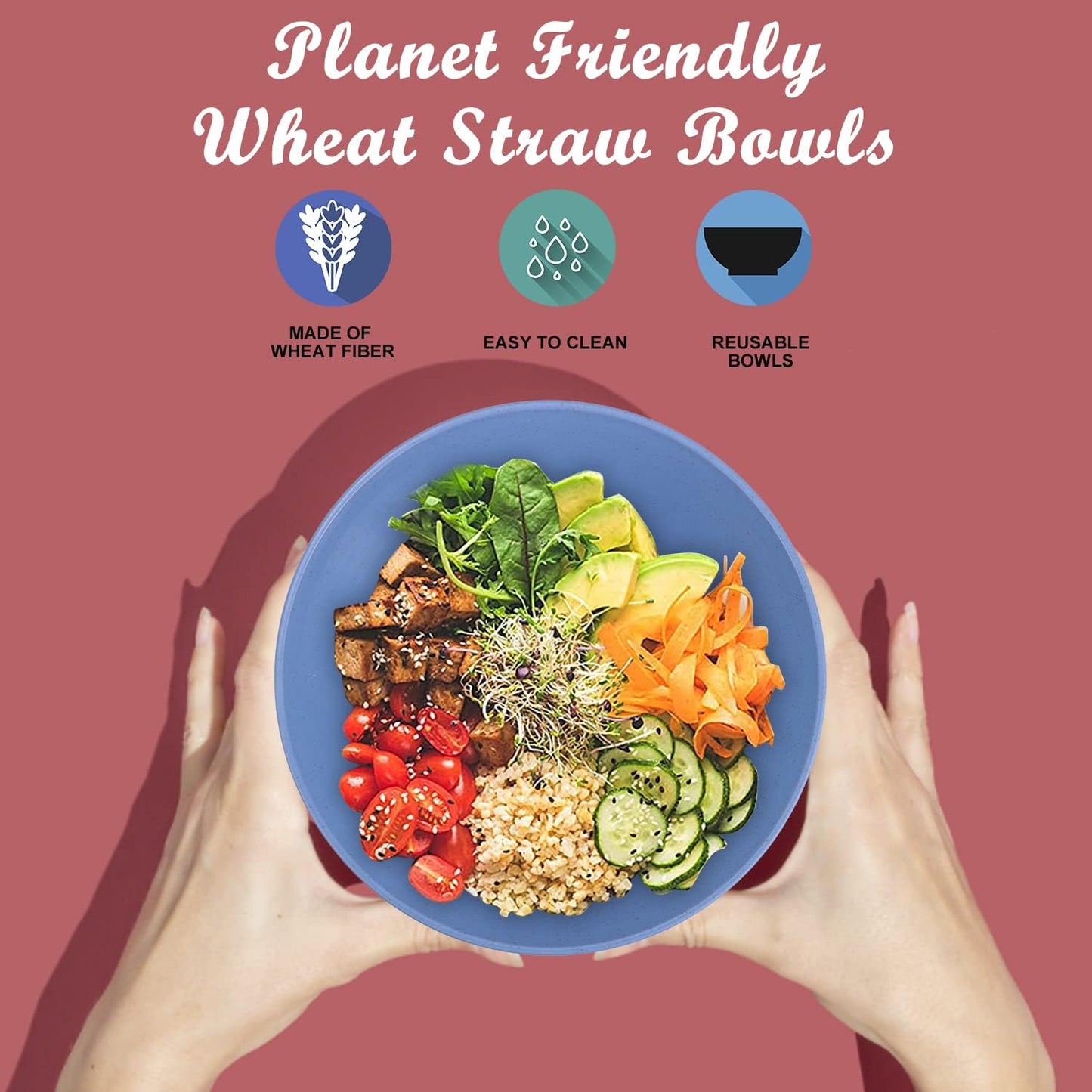 Wrova Wheat Straw Bowl Sets,6 PCS Unbreakable Big Cereal Bowl 50 OZ,Microwave and Dishwasher Safe Bowls,Large Salad Bowls for Party,Dorm,Apartment,Camping (Colorful Series)