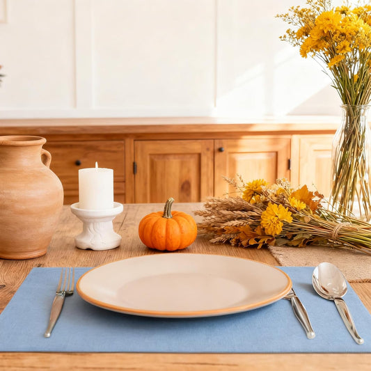 MANSPHIL Table Cloth Placemats Set of 4 Washable Cotton Thick Faux Linen Table Place Mats Heat Resistant Double Layer Fabric Wrinkle Free Dining Kitchen Table Decor - 13x19 Inch Oeko Tex Placemat