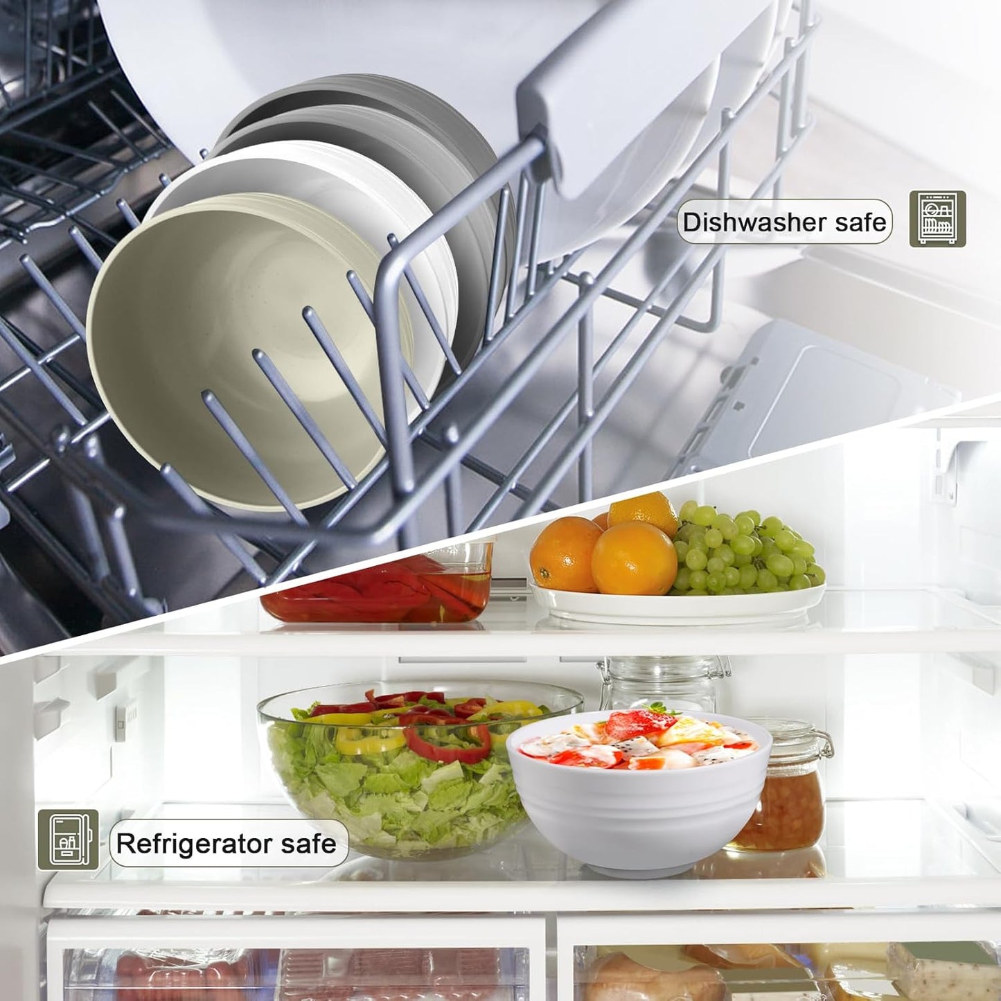 12 Pcs Unbreakable Cereal Bowls Set, 26 Oz Wheat Straw Bowls Set, Microwave & Dishwasher Safe Bowls for Kitchen, Reusable Plastic Bowls for Soup, Salad and Snack, BPA Free, Multicolor