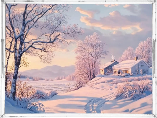 Acrylic Serving Tray with Handles Spill Proof Kitchen Storage Tray Clear Decorative Tray Makeup Drawer Organizer Storage Tray for Bathroom Living Room Ottoman 15.7x11.8Inches