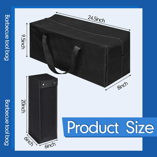 Amylove 2 Sizes Grill Utensil Storage BBQ Tool Bag Foldable Oxford Grilling Carry Bag Waterproof Grill Utensil Holder Outdoor BBQ Accessories Picnic Cooking Tools for Camp Barbecue(Plus)