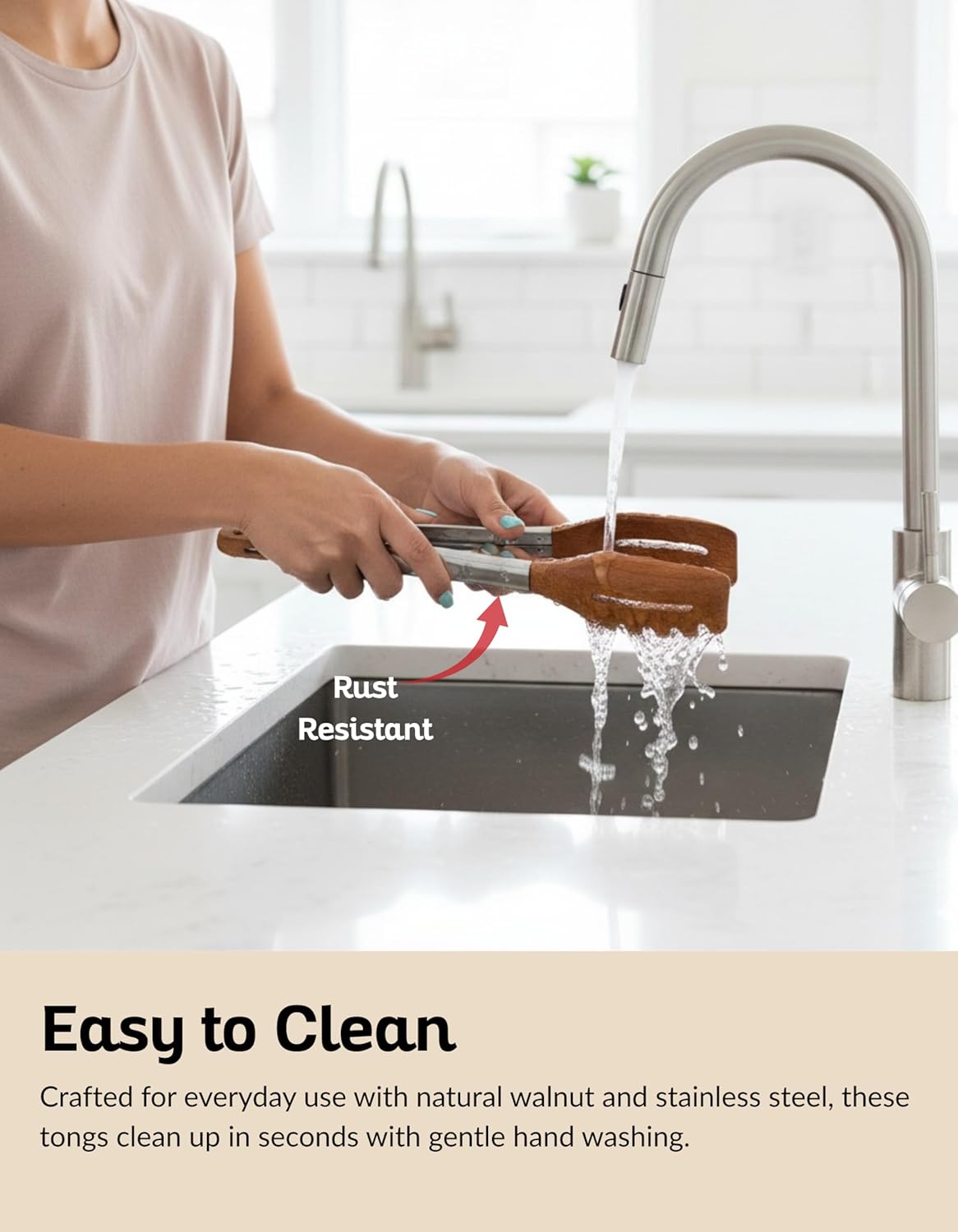 3-in-1 Kitchen Tongs & Pasta Server – 12 Inch Walnut Multifunction Tongs with Slotted Forked & Flat Tips for Pasta, Salad, Cooking and More – Elegant, Heat-Resistant Food Tongs for Home Cooks & Chefs