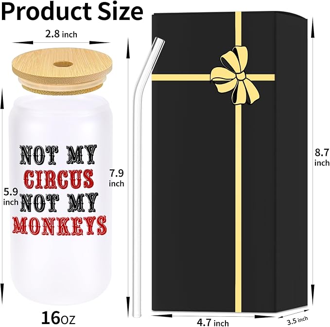 Monogrammed Glass Drinking Cup With Lid Straw Women White Elephant Gag Female Office Cowoker Funny Useful Unique Who Have Everything Gifts Adult Christmas Hilarious Cool Co Worker Colleague