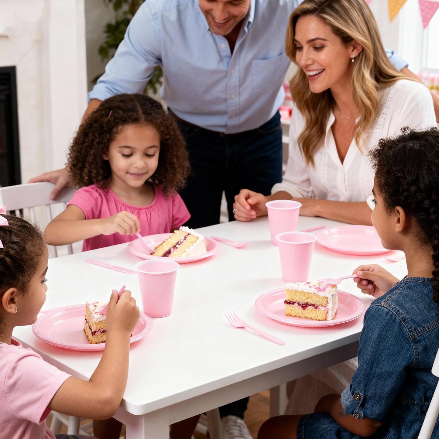 WELLIFE 210 Pieces Pink Party Supplies, Disposable Dinnerware Set, Including Pink Plastic Plates, 16OZ Cups, Plastic Cutlery and Napkins Serve 30 Guests for Party