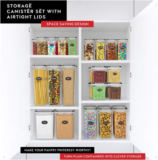 Airtight Food Storage Containers with Lids Set of 4-95 fl. oz Pasta storage Containers, BPA Free Plastic Spaghetti container - Air Tight Canisters for Kitchen Pantry Organization