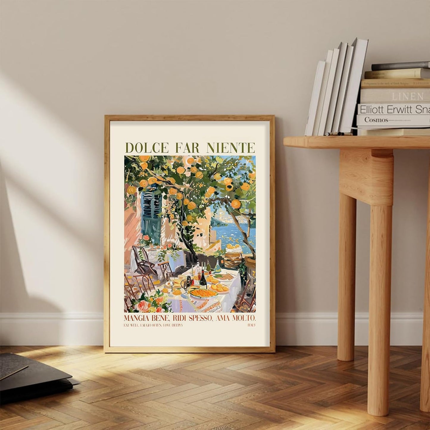 Kitchen Wall Art Painting Restaurant Poster Vintage Italy Canvas Wall Art Bar Cart Picture Trendy Italy Dinner Party Oranges Wall Decor 16x24 Inch UnFramed Canvas for Home Kitchen Living Room Decor