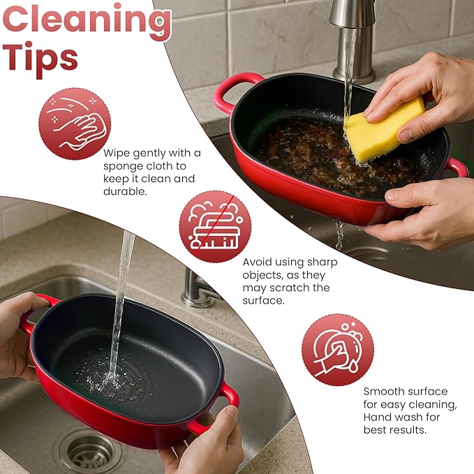 Cast Iron Dutch Bread Oven - 2.5QT Dutch Oven for Sourdough Bread Baking, Cast Iron Bread Loaf Pan with Lid, Easy Homemade Sourdough Dutch Oven, Blue Oval Bread Baking Pan, Gift for Family & BakerοΌRed