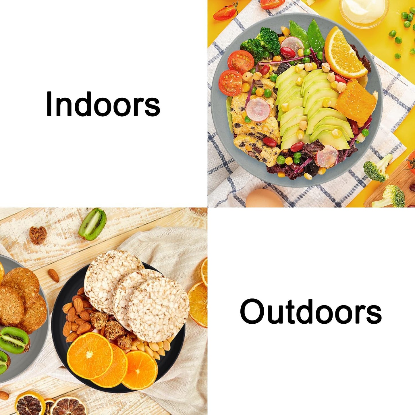 Wrova Large Wheat Straw Plates - 11 Inch Unbreakable Dinner Plates Set of 8 - Dishwasher & Microwave Safe, Reusable - Deep Edge for Kitchen and Camping (Classic)