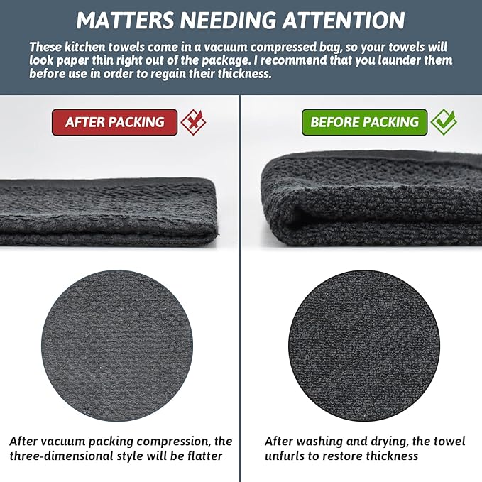 Nialnant 8 Pack Kitchen Towels,100% Cotton Dish Cloths for Washing Dishes,Soft Absorbent Dish Towels for Kitchen,Quick Drying Kitchen Rags,12x12 Inches,Grey