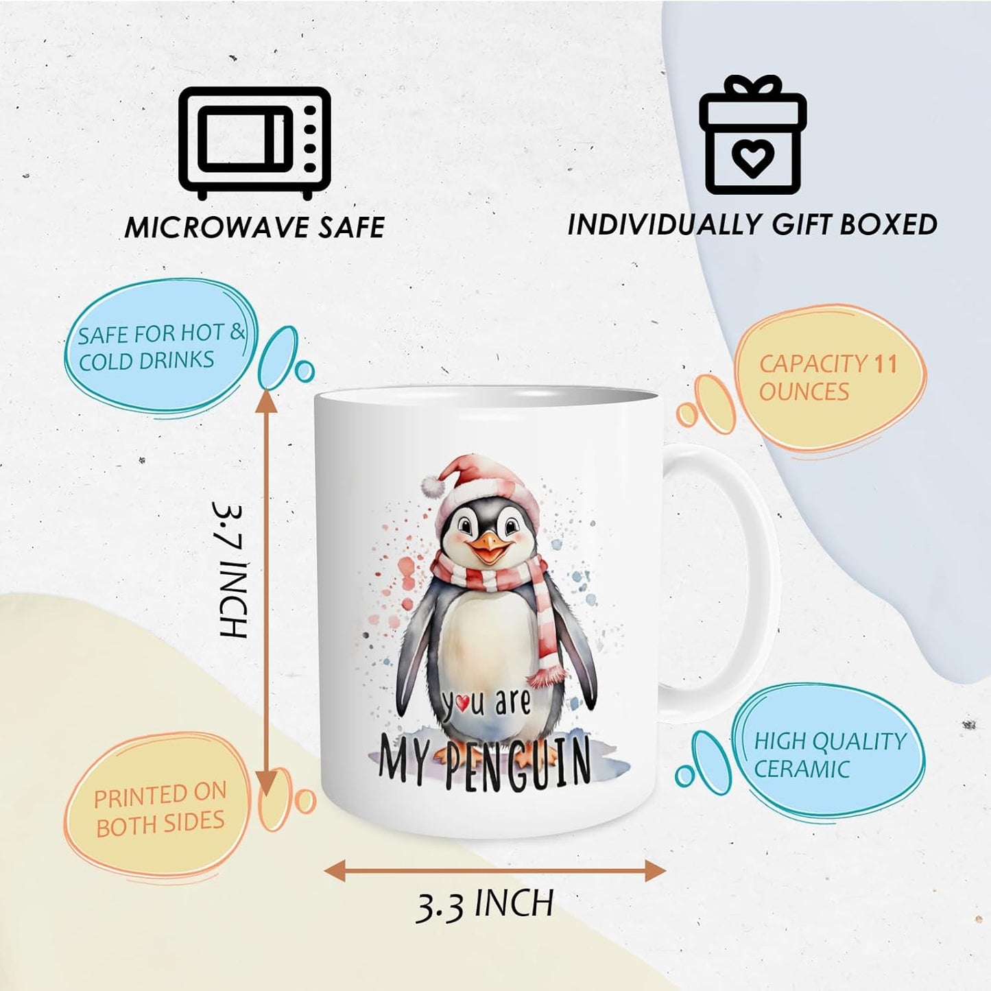 Penguin Mug - You Are My Penguin - Cute for Women, Girlfriend, Couples - Long Distance Relationship Valentine's Cup 11 Oz