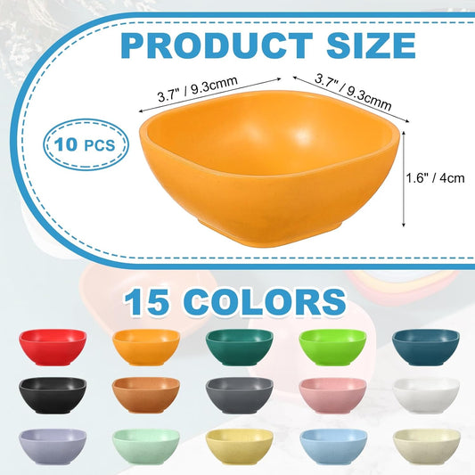 uxcell 10pcs Straw Dipping Bowls, Unbreakable Prep Bowls, Small Dessert Bowls for Side Dishes Snacks Fruits Appetizers, Dark Yellow