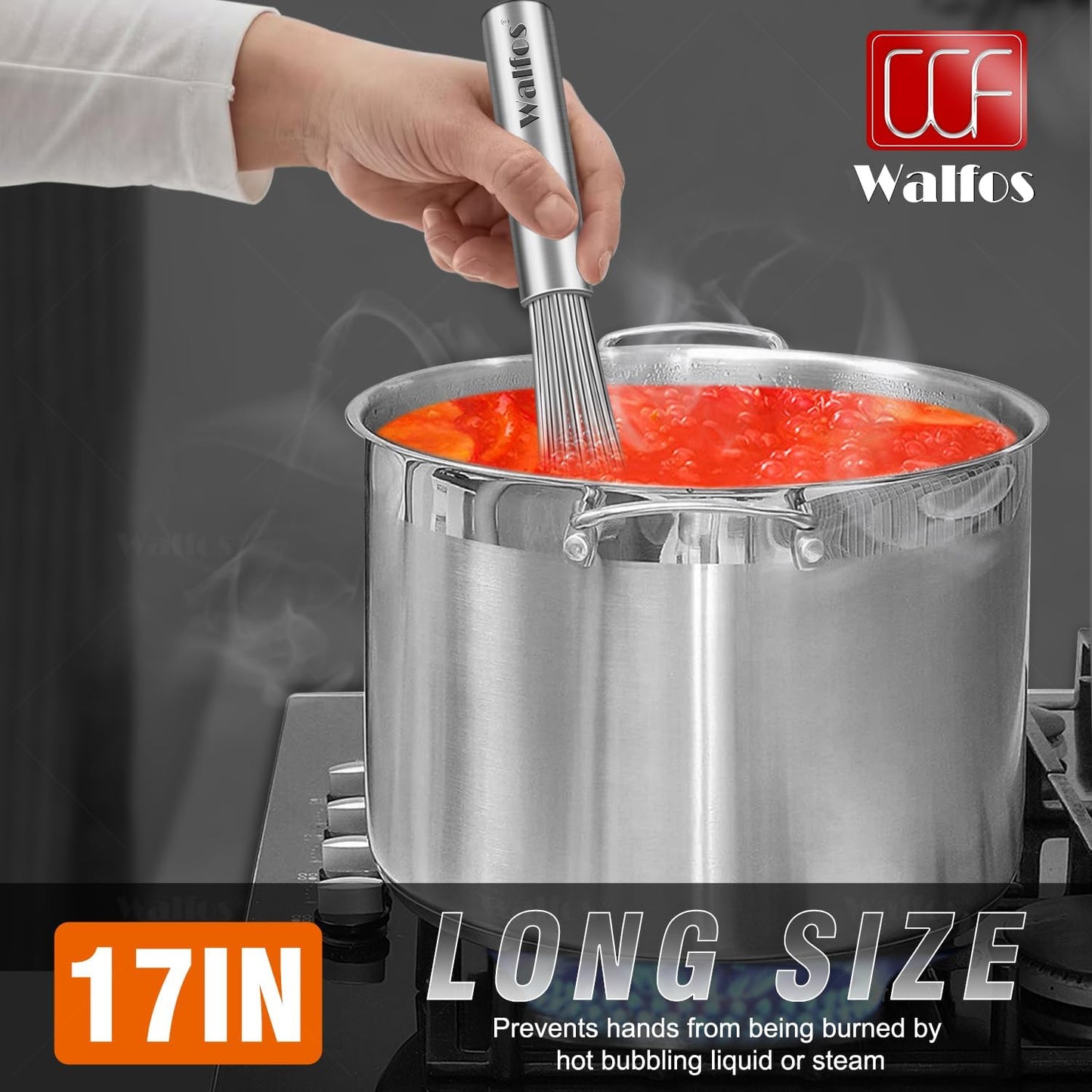 Walfos Whisks Large Whisk Set of 2, Heavy Duty Stainless Steel Wire Whisk Ideal For Beating Eggs, Mixing Batter & Blending Sauces.(13in+17in)