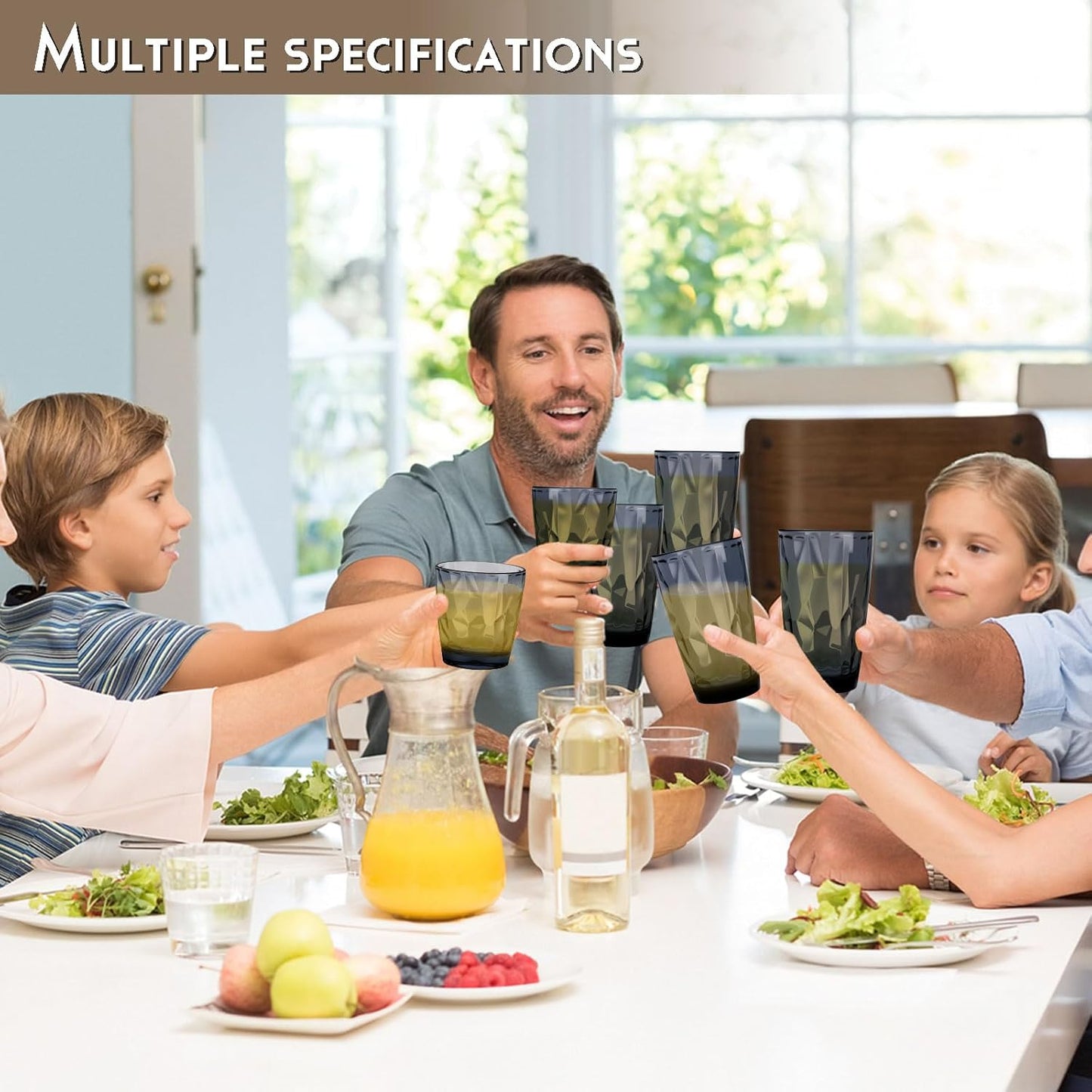 Topsky Plastic Tumblers Reusable,Shatter Proof Cups Drinking Glasses,Unbreakable Plastic Tumblers Beverage Acrylic Juice Wine Cups for Home Picnic Party,Dishwasher Safe,Stackable|10-oz&16-oz|Gray