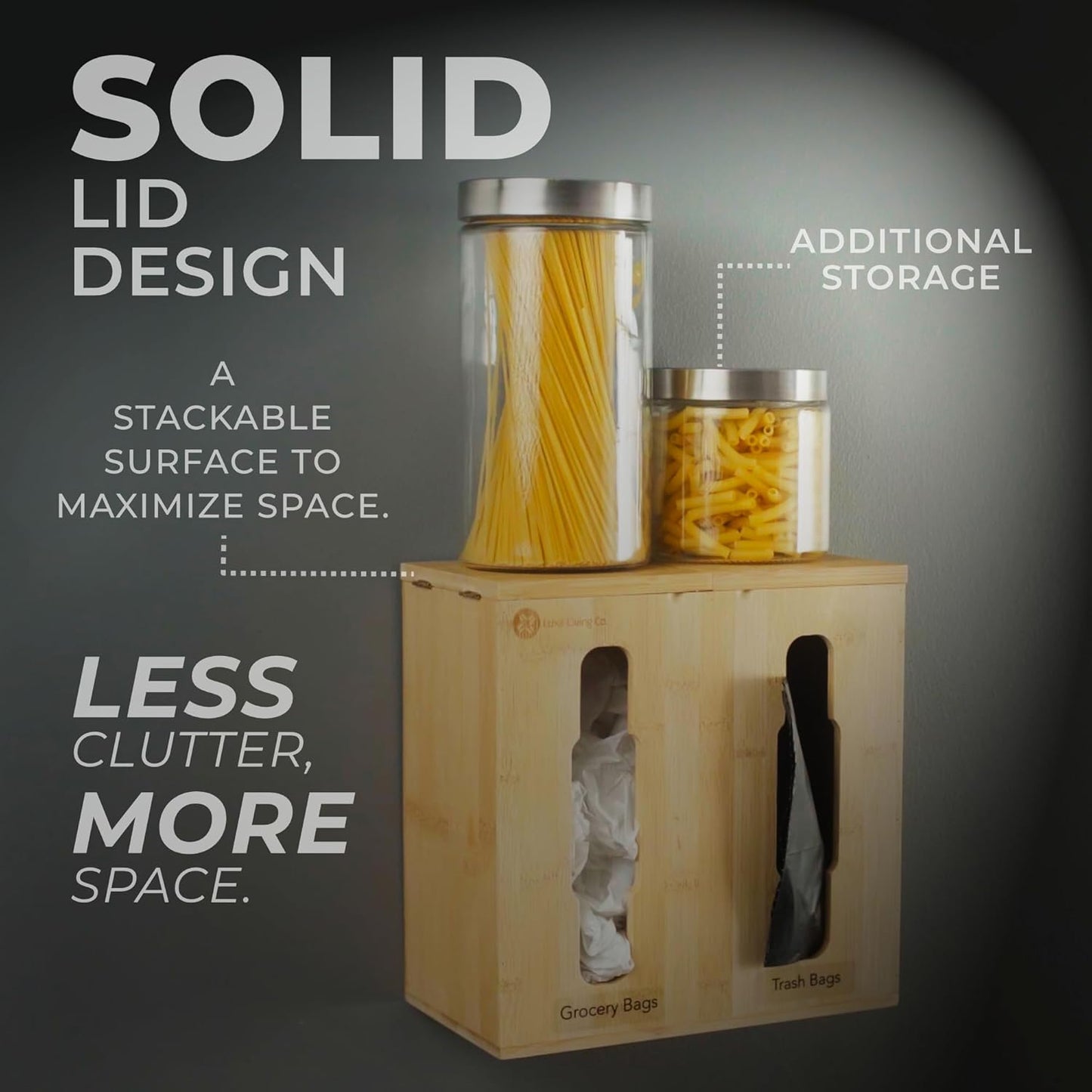 2-in-1 Bamboo Plastic Bag Holder and Trash Dispenser – Compact Storage for Kitchen Cabinet, Under Sink Storage, Pantry Organizers, Laundry Room Organization, Kitchen Must Haves 2025