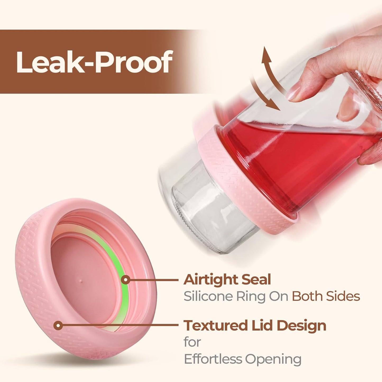 ComSaf 2-Pack 16 oz Overnight Oats Containers with Lids, Dual-Laryer Chia Pudding Jars with Dry and Wet Separation, Yogurt Parfait Cups for Oatmeal Cereal Nut Fruit, Meal Prep Glass Jars for Salad