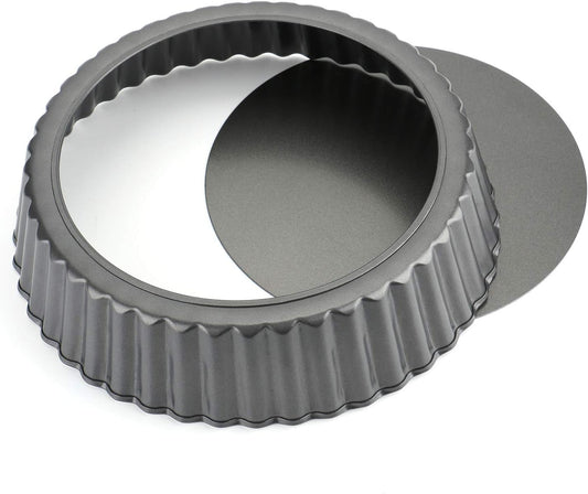 Tosnail 9.5" x 2" Nonstick Tart Pan Quiche Pan Pie Pan with Removable Bottom