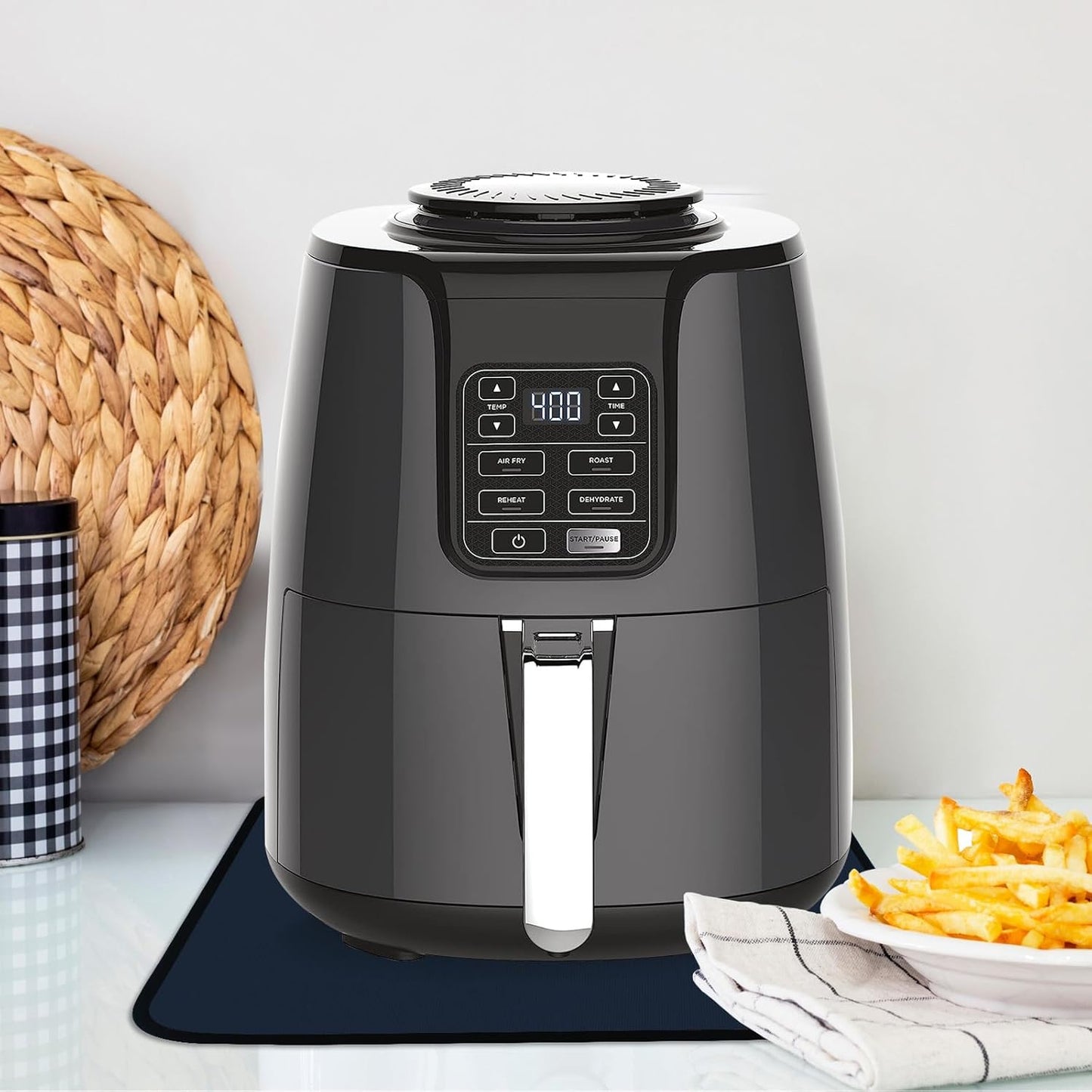 Heat Resistant Mat for Air Fryer, 16 x 24in Heat Resistant Mat for Countertop, Fireproof Silicone Countertop Protector Appliance Slider Mat for Air Fryer, Coffee Maker, Toaster, Oven - Blue