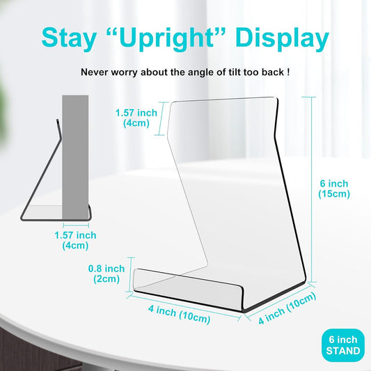 Boloyo Acylic Upright Display Stand, 10PC 6 Inch Clear Display Holder Easel Base Picture Frame for Home Office School Store to Display Book, Vinyl Record, Album, LP Cover, Artworks, CDs