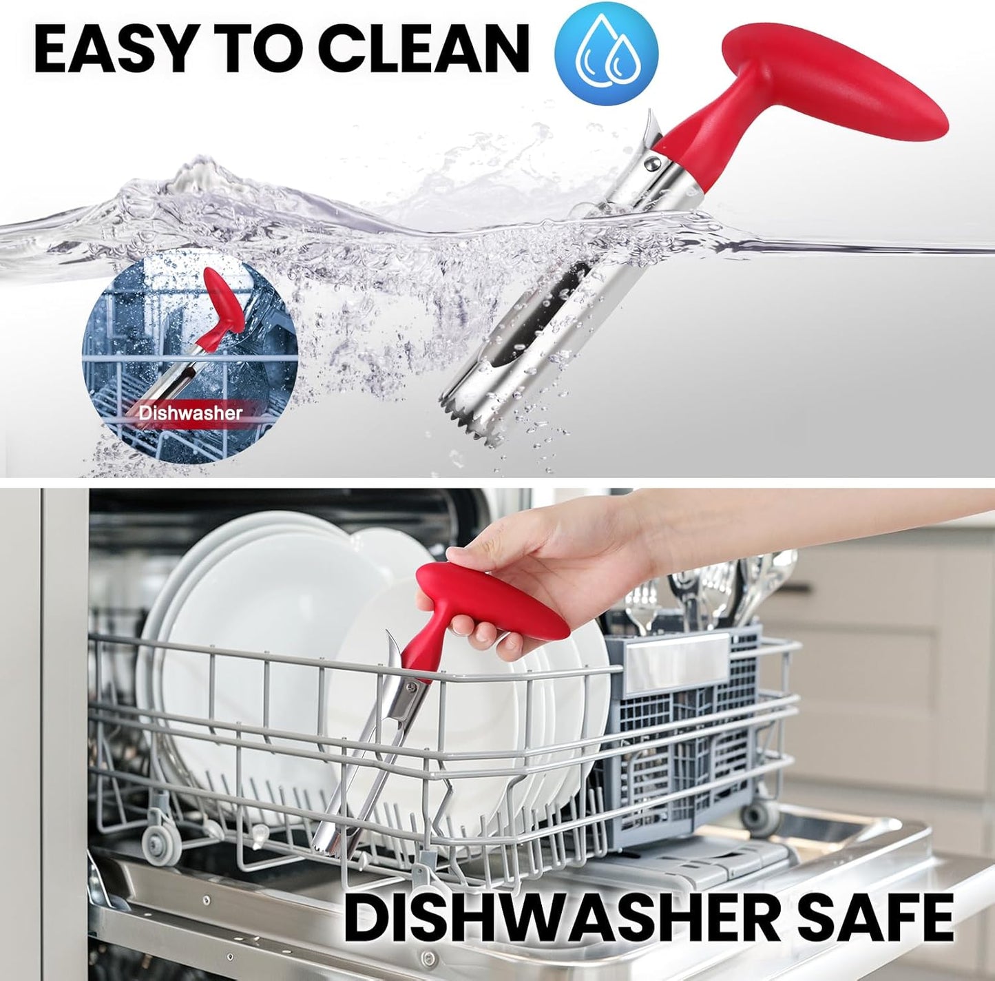 SCHVUBENR Premium Apple Corer Tool - Easy to Use and Clean - Sturdy Apple Core Remover with Sharp Serrated Blades - Stainless Steel Corers for Apple and Pear - Core Fruits with Ease(Red)