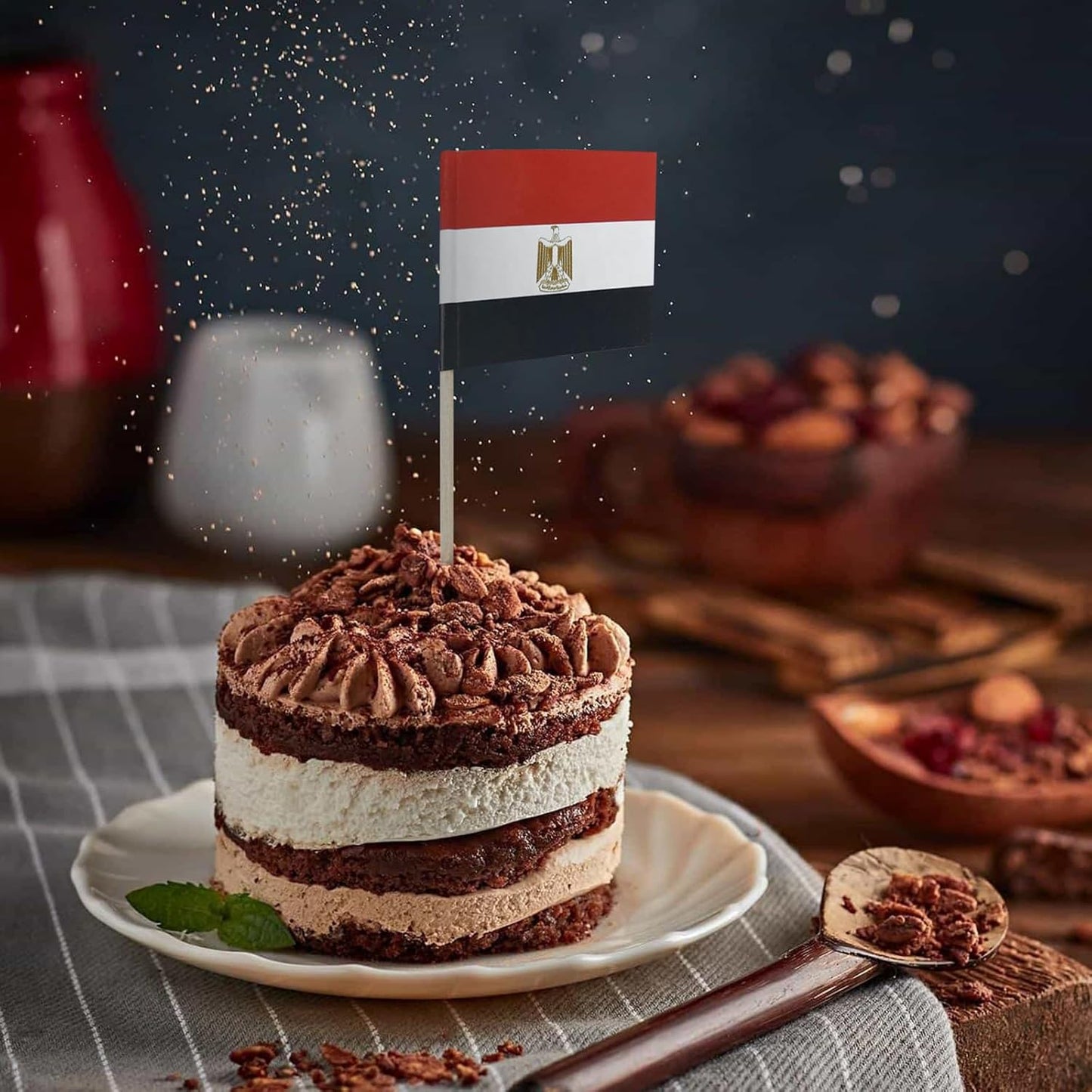 100PCS Egypt Flag Egyptian Small Toothpick Flag Decor Mini Cupcake Toppers Cocktail Food Flags Cocktail Picks